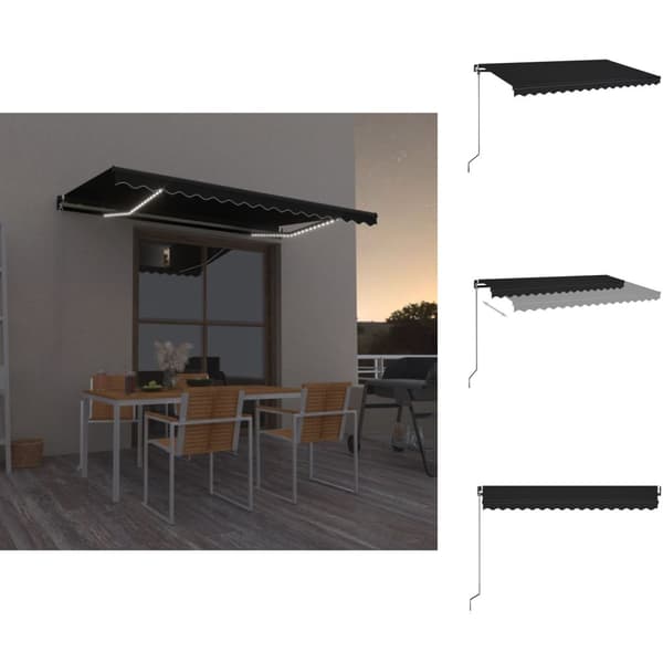 Markiisit - Living Sisäänkelattava markiisi LED-valo 400x350 cm antrasiitti