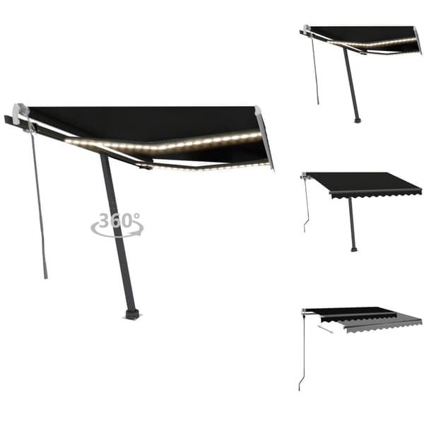 Markiser - Living Markis manuellt infällbar med LED 350x250 cm antracit