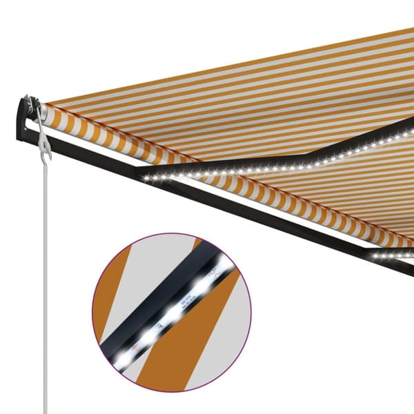 Markiser - Living manuel foldemarkise m. vindsensor & LED 300x250 cm gul og hvid