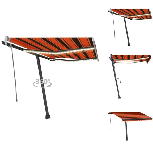 Markiisit - Living Sisäänkelattava markiisi LEDillä 300x250 cm oranssiruskea