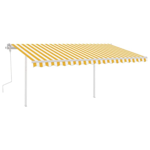 Markiser - Living Markis med stolpar manuellt infällbar 4x3 m gul och vit