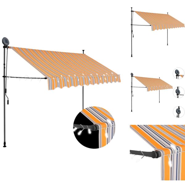 Markiser - Living Markis manuellt infällbar med LED 300 cm gul och blå