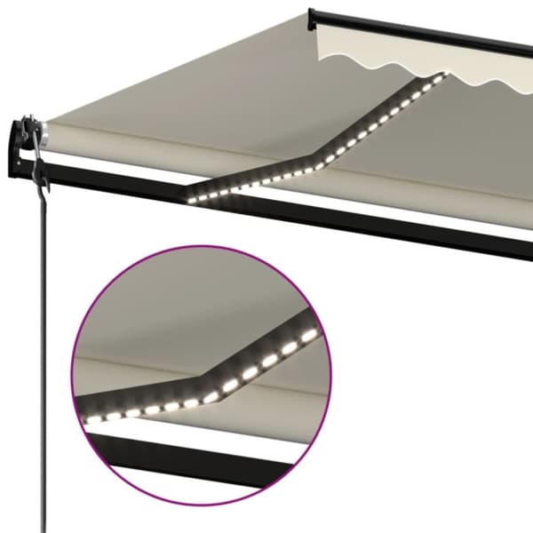 Markiser - Living markise m. LED + vindsensor 450x350 cm automatisk creme