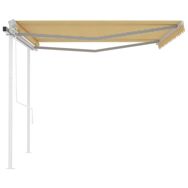 Markiser - Living foldemarkise med stolper 4,5x3 m automatisk gul og hvid
