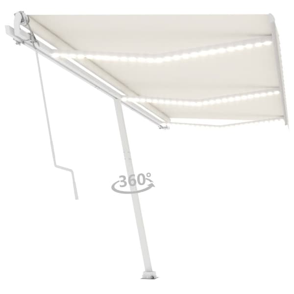 Markiser - Living Automatisk markis med vindsensor & LED 600x350 cm gräddvit
