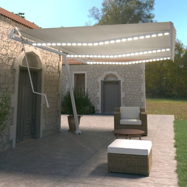 Markiser - Living Automatisk markis med vindsensor & LED 600x350 cm gräddvit