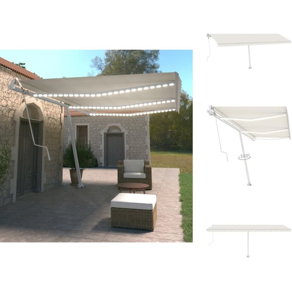 Markiser - Living Automatisk markis med vindsensor & LED 600x350 cm gräddvit