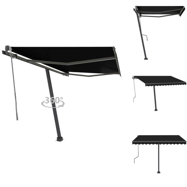 Markiisit - Living Vapaasti seisova sisäänkelattava markiisi 350x250cm antrasiitti