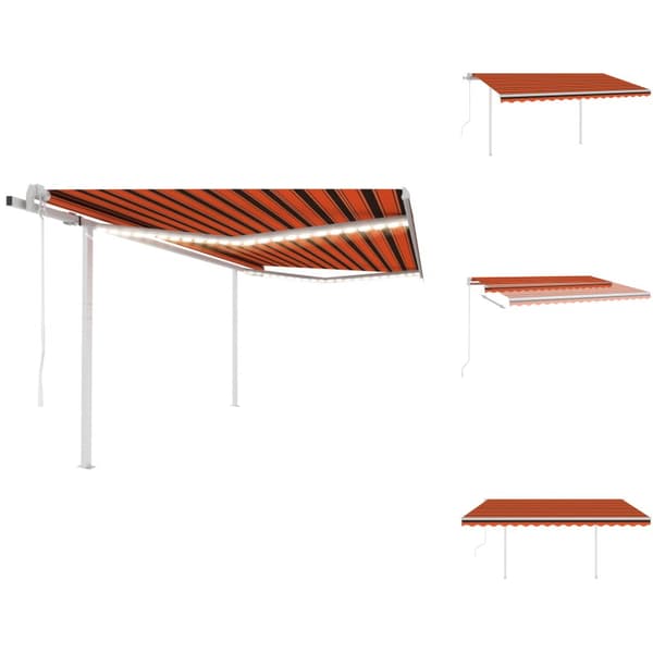 Markiser - Living Automatisk markis med vindsensor & LED 4,5x3 m orange/brun