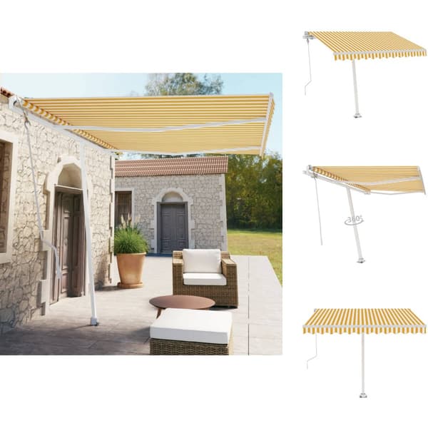 Markiser - Living Fristående markis automatisk 350x250 cm gul/vit