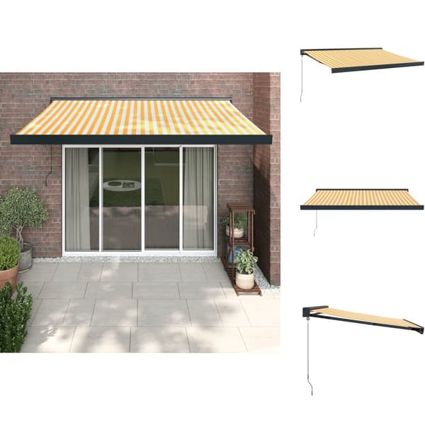Markiisit - Living Sisäänkelattava markiisi keltavalkoinen 3x2,5 m kangas/alumiini