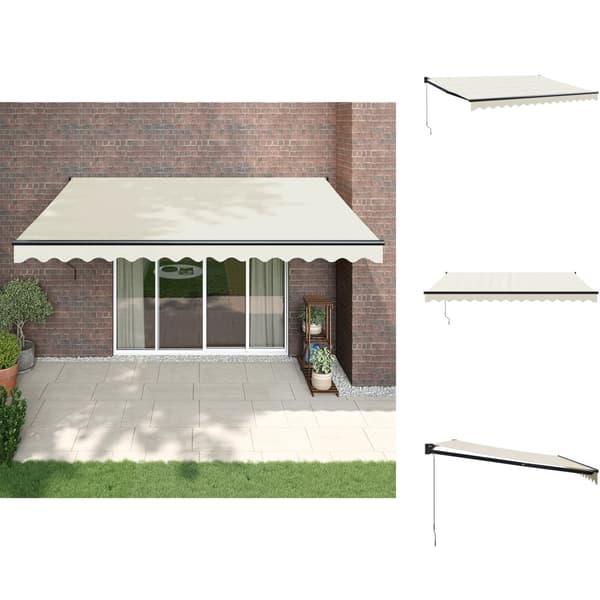 Markiser - Living Markis infällbar gräddvit 4x3 m tyg och aluminium