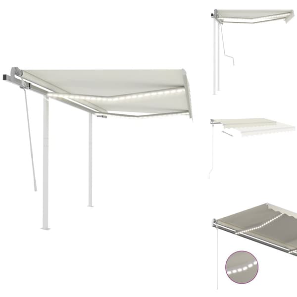 Markiser - Living Markis manuellt infällbar med LED 3x2,5 m gräddvit