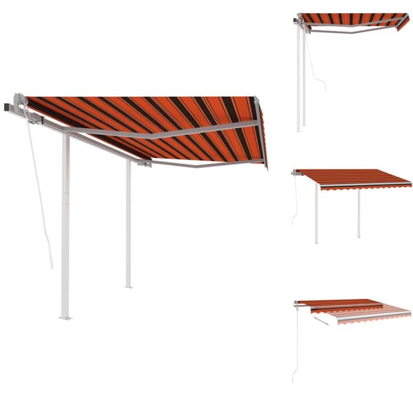 Markiser - Living Markis med stolpar automatisk infällbar 3x2,5 m orange och brun