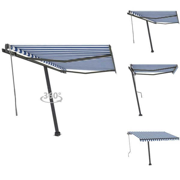 Markiser - Living Fristående markis automatisk 350x250 cm blå/vit