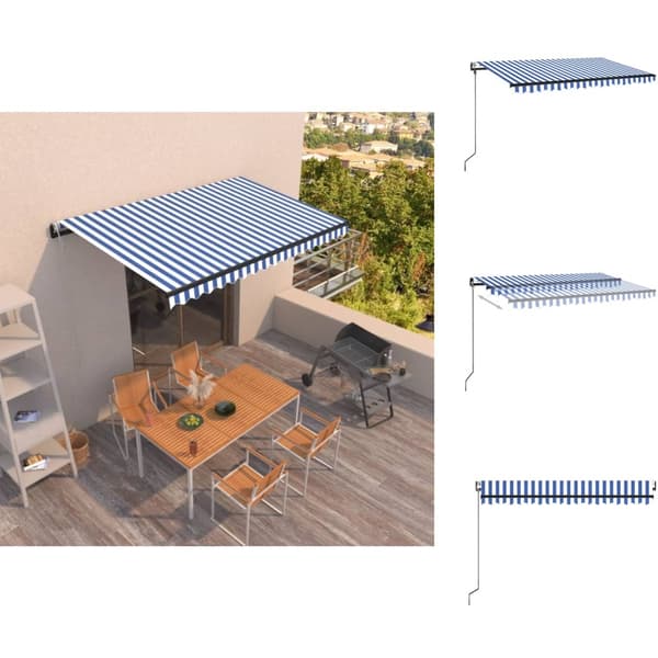 Markiisit - Living Automaattisesti sisäänkelattava markiisi 400x350 cm sinivalk.