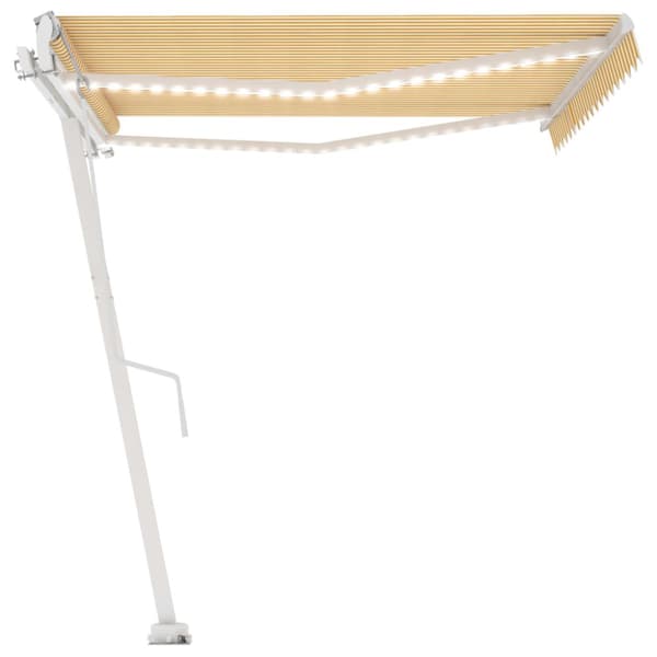 Markiser - Living markise m. LED+vindsensor 450x300 cm automatisk gul og hvid