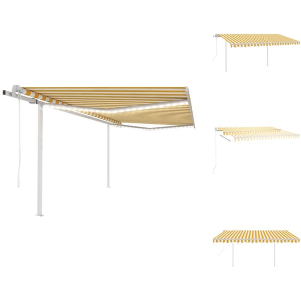Markiisit - Living Sisäänkelattava markiisi LED/tuulisensori 4,5x3m keltavalkoinen