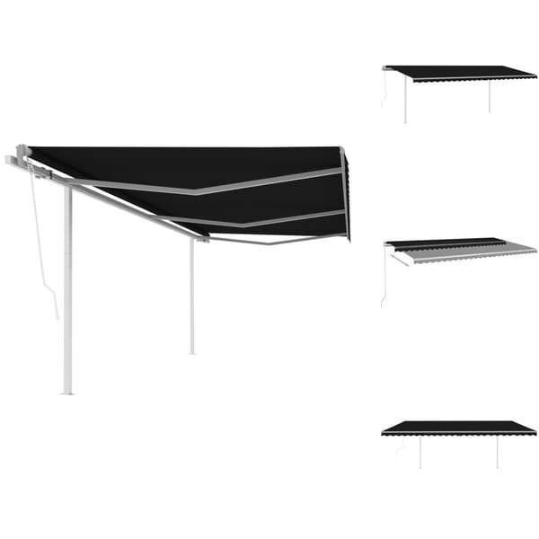 Markiser - Living Markis med stolpar automatiskt infällbar 6x3 m antracit