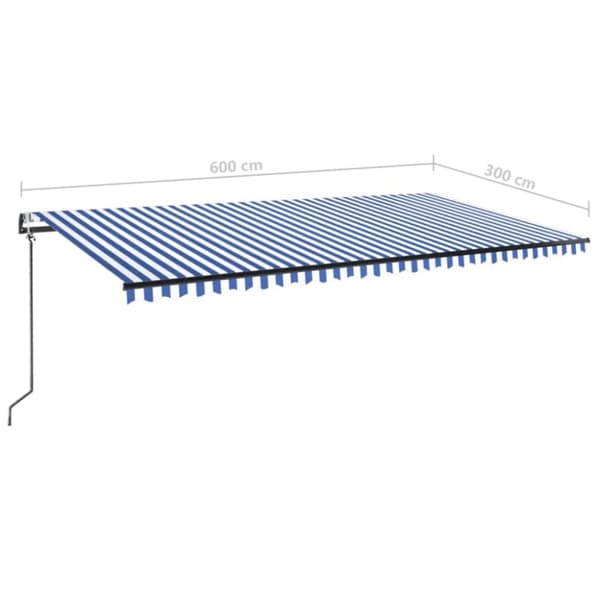 Markiisit - Living Sisäänkelattava markiisi LED/tuulisensori 600x300 cm sinivalk.