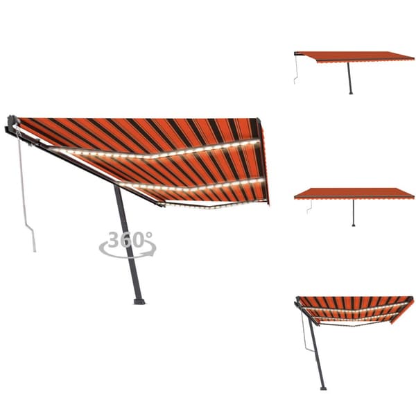 Markiser - Living Automatisk markis med vindsensor & LED 600x300 cm orange/brun