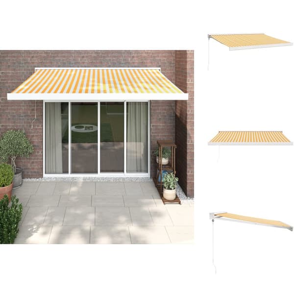 Markiser - Living Markis infällbar gul och vit 3x2,5 m tyg&aluminium