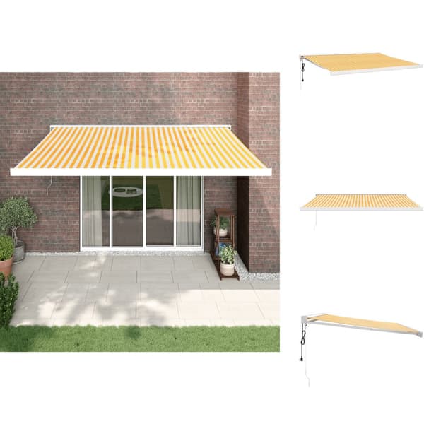 Markiser - Living Markis infällbar gul och vit 4,5x3 m tyg&aluminium