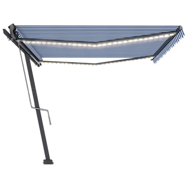 Markiser - Living Automatisk markis med vindsensor & LED 500x300 cm blå och vit