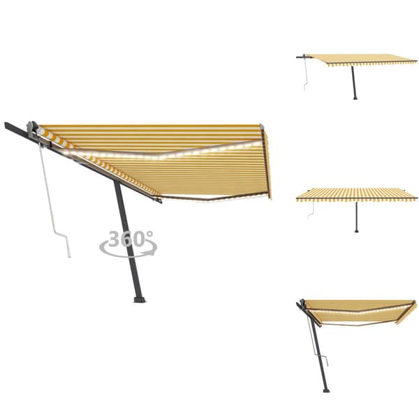Markiser - Living Automatisk markis med vindsensor & LED 500x300 cm gul/vit