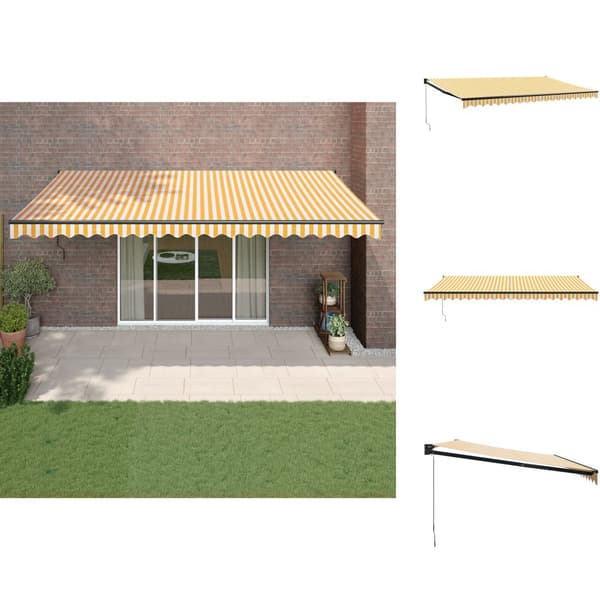 Markiisit - Living Sisäänkelattava markiisi keltavalkoinen 5x3 m kangas/alumiini