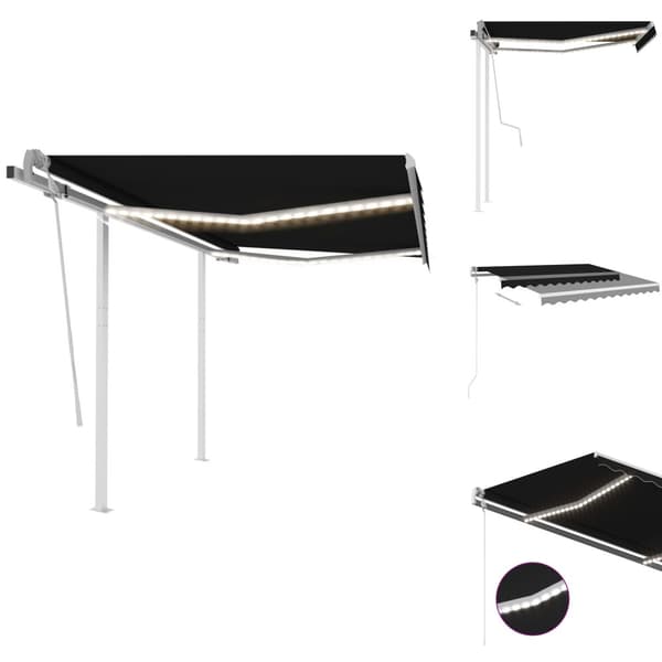 Markiser - Living Markis manuellt infällbar med LED 3x2,5 m antracit