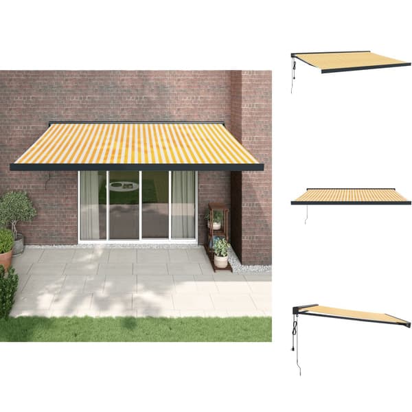 Markiser - Living Markis infällbar gul och vit 4x3 m tyg&aluminium
