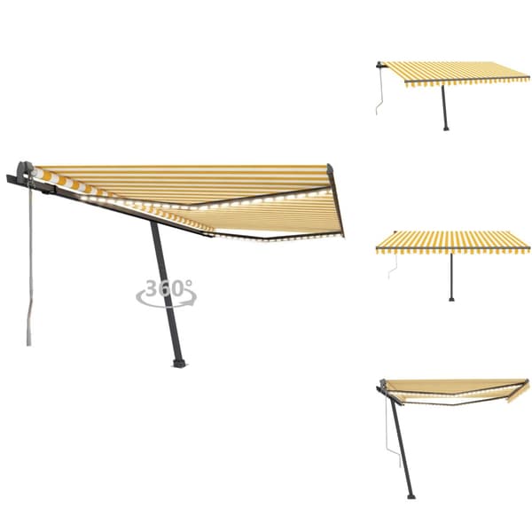 Markiser - Living Automatisk markis med vindsensor & LED 450x300 cm gul/vit