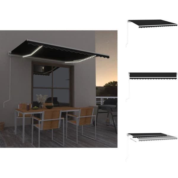 Markiser - Living Automatisk markis med vindsensor & LED 450x300 cm antracit