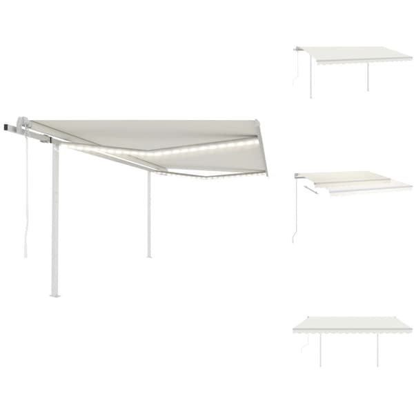 Markiser - Living Automatisk markis med vindsensor & LED 4,5x3 m gräddvit