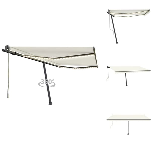 Markiser - Living Automatisk markis med vindsensor & LED 400x300 cm gräddvit