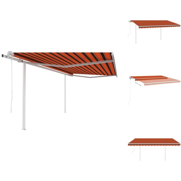 Markiser - Living Markis med stolpar automatiskt infällbar 4,5x3 m orange&brun