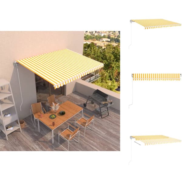 Markiser - Living markise 400x350 cm automatisk betjening gul og hvid