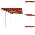 Miniatyrbild 1 av 11: Markiser - Living Markis med stolpar automatisk infällbar 3,5x2,5 m orange/brun