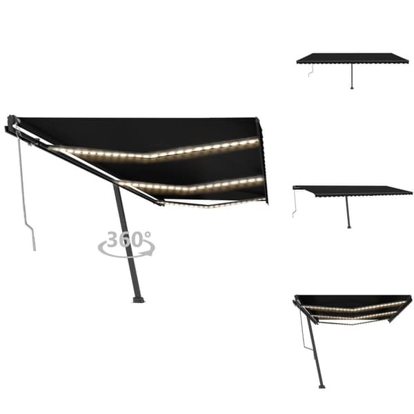 Markiser - Living Automatisk markis med vindsensor & LED 600x300 cm antracit