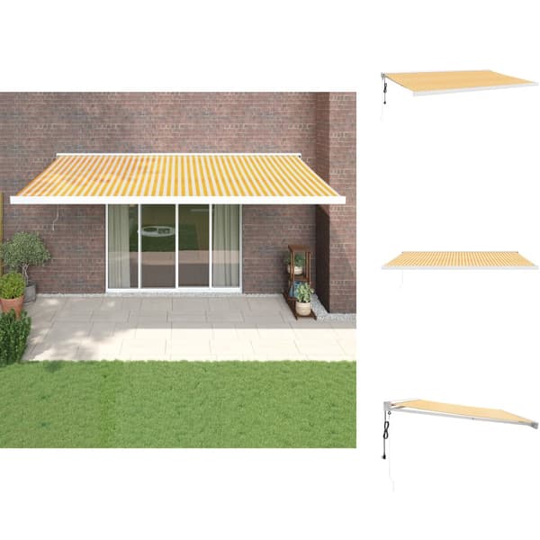 Markiser - Living Markis infällbar gul och vit 5x3 m tyg&aluminium