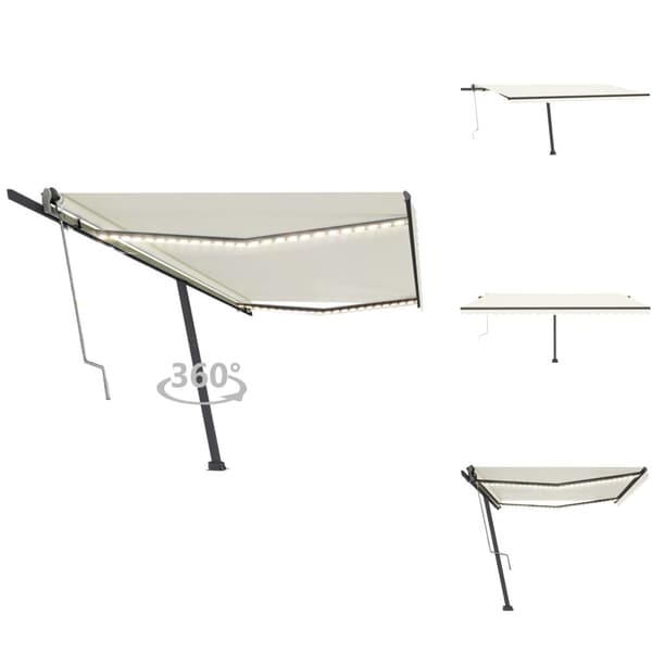 Markiisit - Living Sisäänkelattava markiisi LED/tuulisensori 500x300 cm kerma