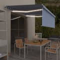 Miniatyrbild 2 av 10: Markiser - Living Automatisk markis med rullgardin vindsensor LED 4,5x3 m blå/vit