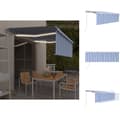 Miniatyrbild 1 av 10: Markiser - Living Automatisk markis med rullgardin vindsensor LED 4,5x3 m blå/vit