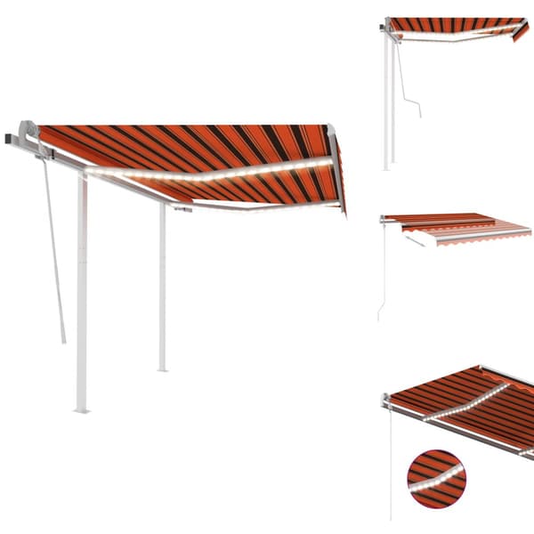 Markiser - Living Markis manuellt infällbar med LED 3x2,5 m orange och brun