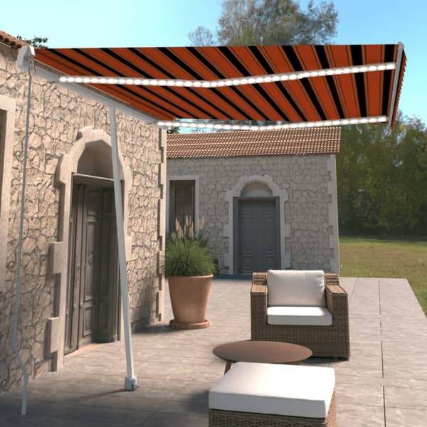 Markiser - Living Markis manuellt infällbar med LED 300x250 cm orange och brun