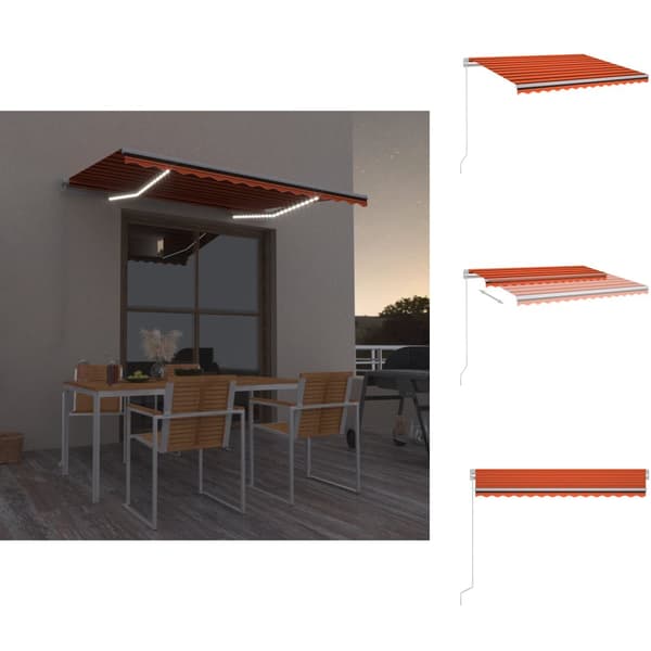 Markiser - Living markise m. LED-lys 300x250 cm manuel betjening orange og brun