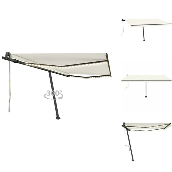 Markiser - Living Automatisk markis med vindsensor & LED 450x350 cm gräddvit