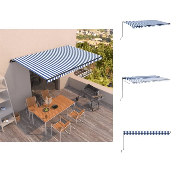 Markiisit - Living Automaattisesti sisäänkelattava markiisi 500x350 cm sinivalk.