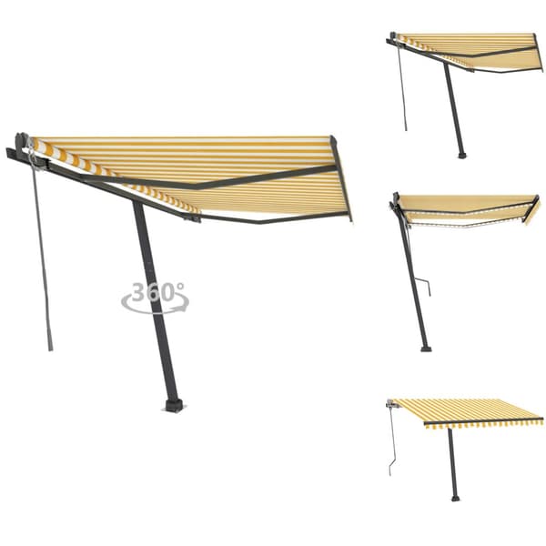 Markiser - Living Fristående markis automatisk 350x250 cm gul/vit
